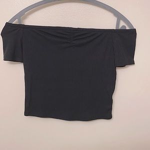 Black off the shoulder crop top